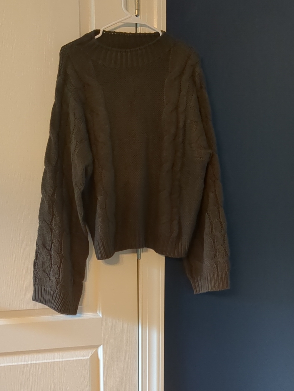 Cider Women's Cable Knit Crewneck Sweater - Brown